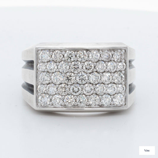 David Yurman Deco Beveled Signet — 2.05ct Pave Diamond, Sterling Silver — Authentic Pre-Owned