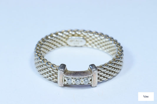 Tiffany & Co. Woven Diamond Ring — Silver — Authentic Pre-Owned