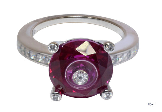 Chopard So Happy Diamond & Red Stone Ring — 18K White Gold — Authentic Pre-Owned