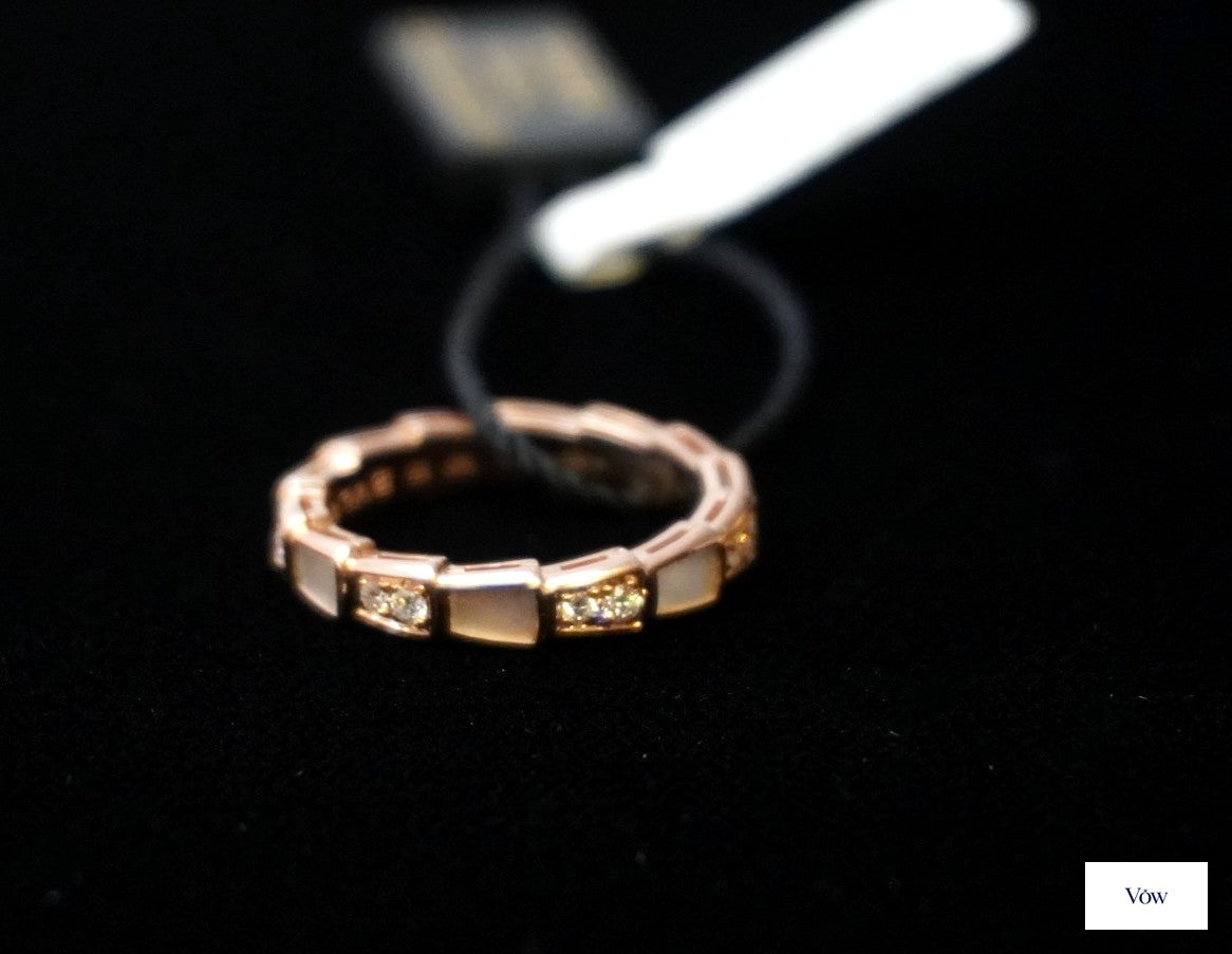 Bulgari Serpenti Diamond Ring — Rose Gold, Size 7 — Authentic Pre-Owned