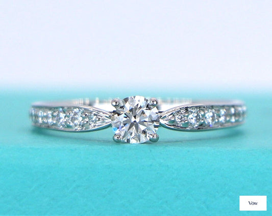 Tiffany & Co. Harmony Platinum Ring — 0.42ct Round Diamond — Authentic Pre-Owned