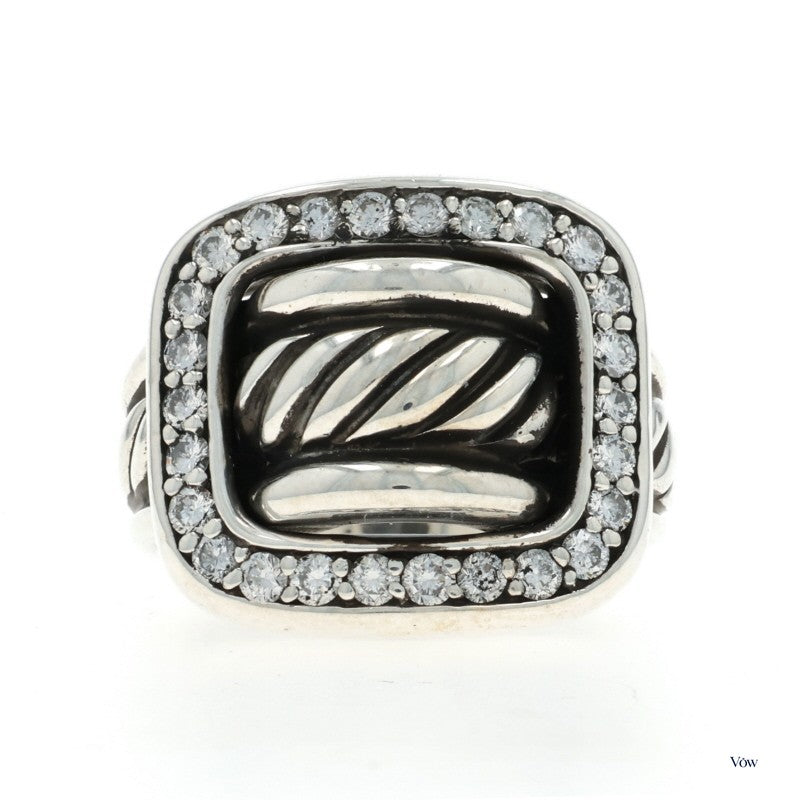 David Yurman Buckle Halo — 0.65ct Round Diamond, Sterling Silver — Authentic Pre-Owned