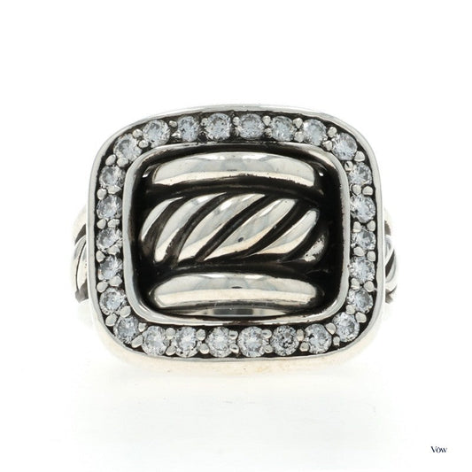 David Yurman Buckle Halo — 0.65ct Round Diamond, Sterling Silver — Authentic Pre-Owned
