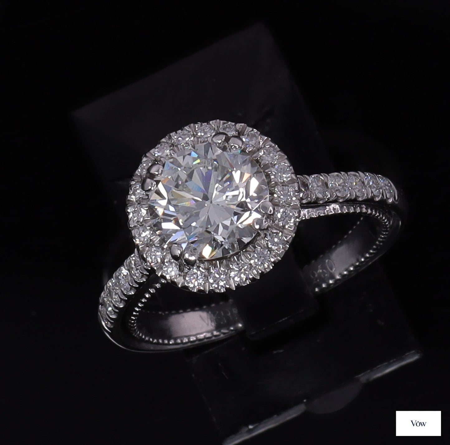 Verragio Platinum Halo Diamond Ring — 1.43-1.58ct Round — Authentic Pre-Owned
