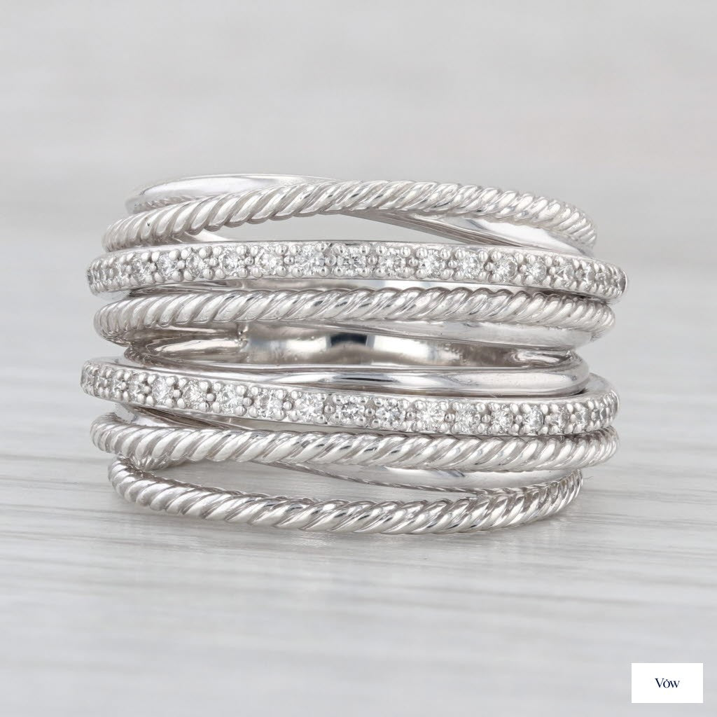 David Yurman Crossover Ring — 0.30ct Diamond, Sterling Silver — Authentic Pre-Owned