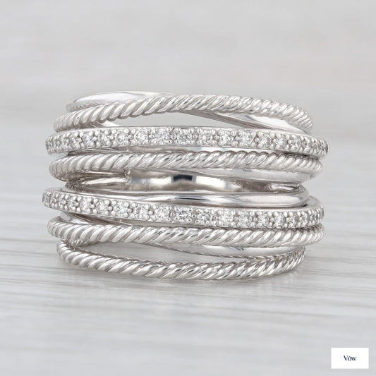 David Yurman Crossover Ring — 0.30ct Diamond, Sterling Silver — Authentic Pre-Owned