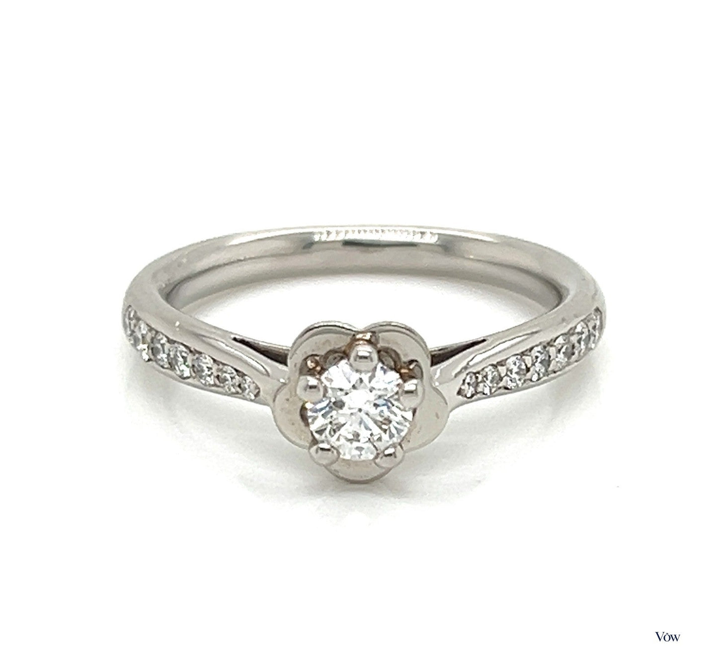 Chanel Camellia Diamond Ring — 0.25ct Round, Platinum — Authentic Pre-Owned
