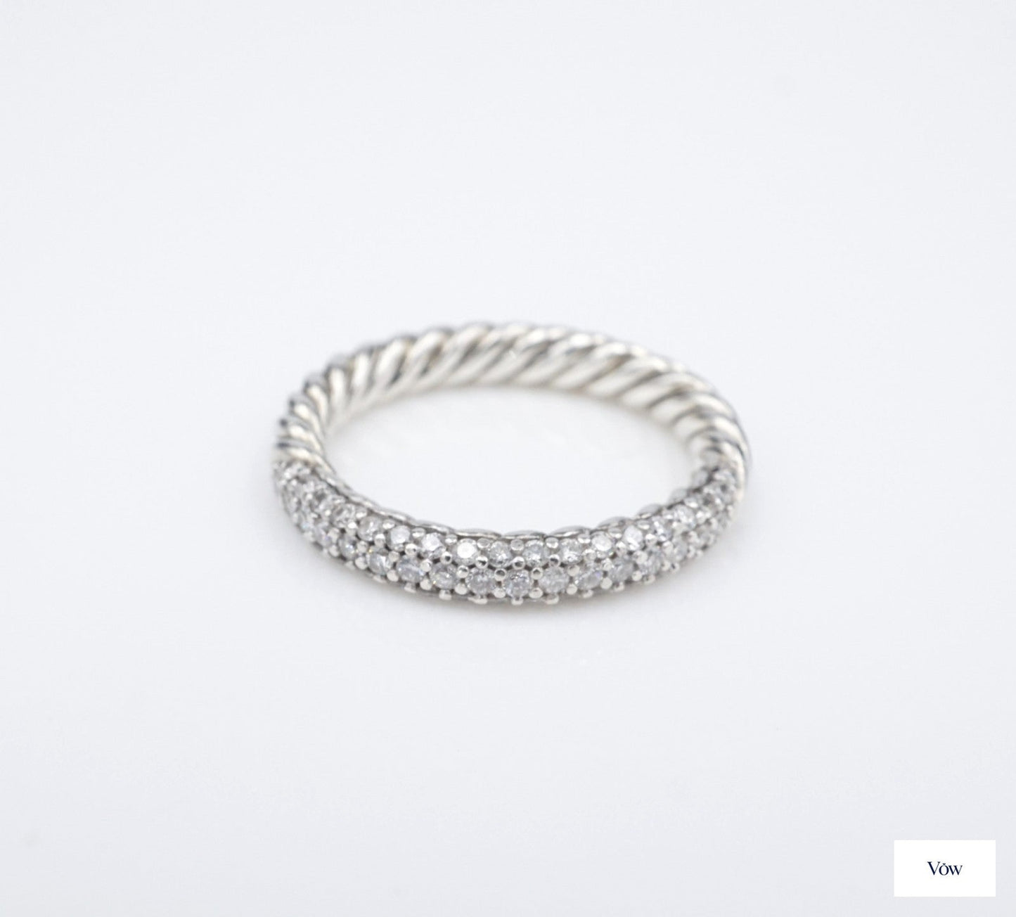 David Yurman Petite Pave Stack Ring — Sterling Silver — Authentic Pre-Owned