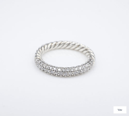 David Yurman Petite Pave Stack Ring — Sterling Silver — Authentic Pre-Owned