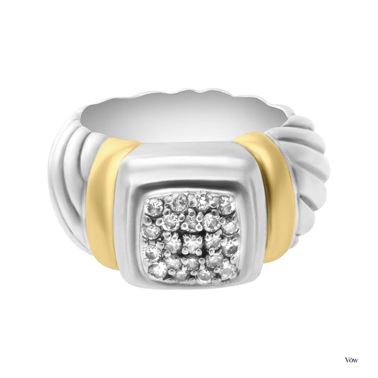 David Yurman Spiral Diamond Ring — 0.21ct, 18K Yellow Gold — Authentic Pre-Owned