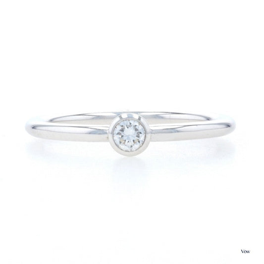 Tiffany & Co. Bezel Solitaire — 0.12ct Round, 18k White Gold — Authentic Pre-Owned