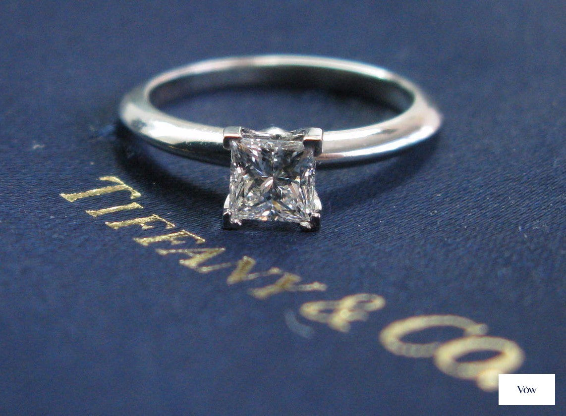 Tiffany & Co. Princess Cut Diamond Solitaire — 0.55ct, Platinum — Authentic Pre-Owned