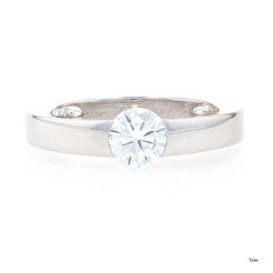 Cartier Diamond Solitaire — 0.53ct Round Brilliant, 18k White Gold — Authentic Pre-Owned