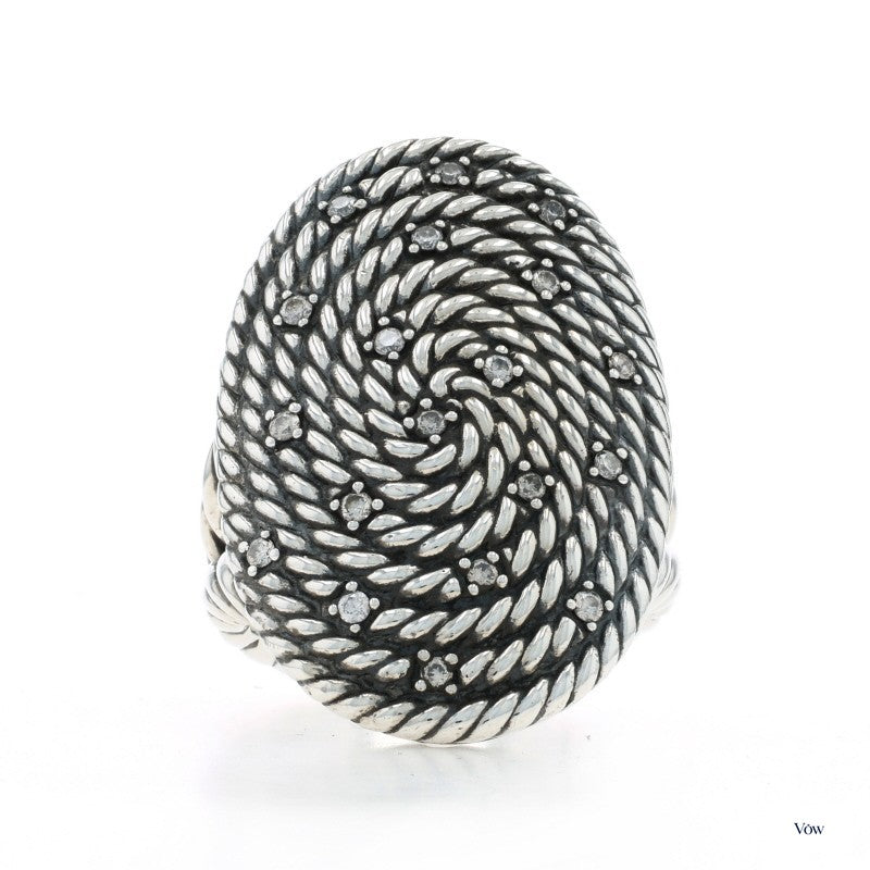David Yurman Midnight Melange Cable Coil — 0.28ct Diamond, Sterling Silver — Authentic Pre-Owned