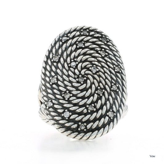 David Yurman Midnight Melange Cable Coil — 0.28ct Diamond, Sterling Silver — Authentic Pre-Owned