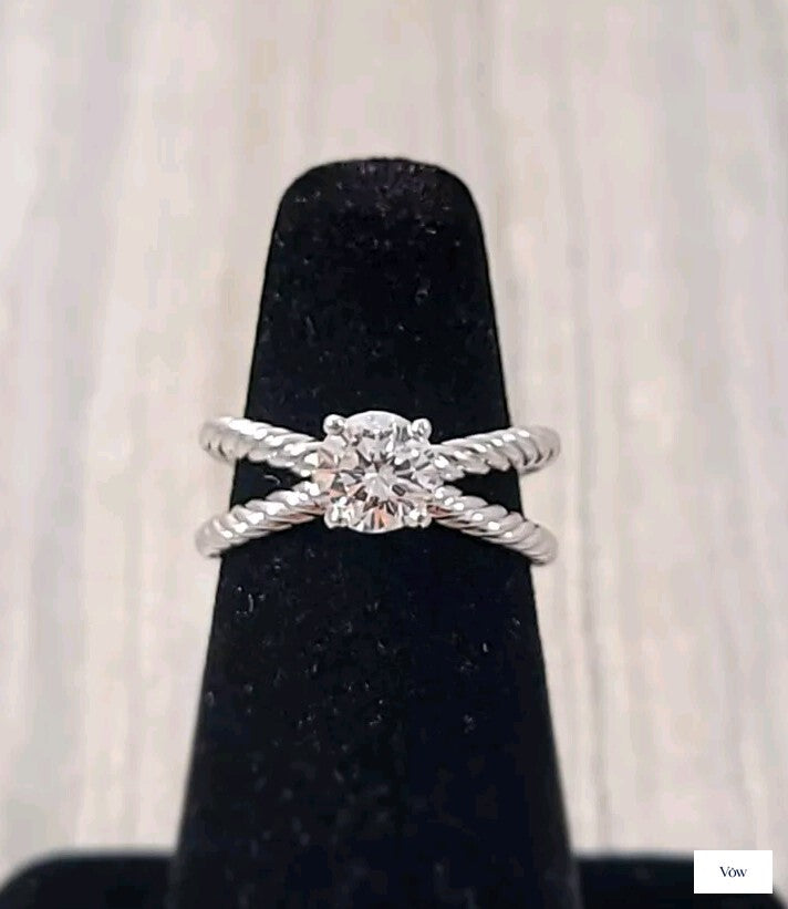 David Yurman Crossover Cable — 1.00ct Round Diamond Platinum Ring — Authentic Pre-Owned