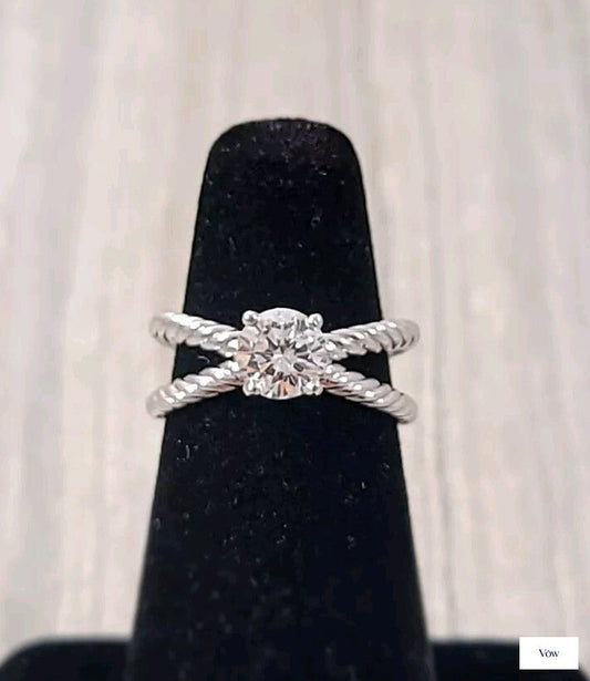 David Yurman Crossover Cable — 1.00ct Round Diamond Platinum Ring — Authentic Pre-Owned