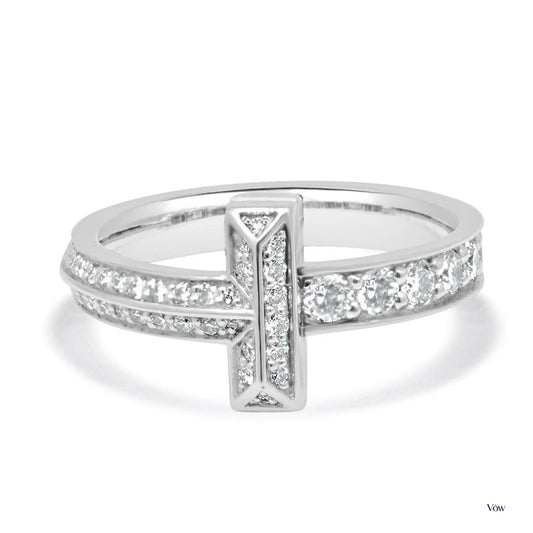 Tiffany & Co. T Diamond Ring — 0.45ct, 18k White Gold — Authentic Pre-Owned