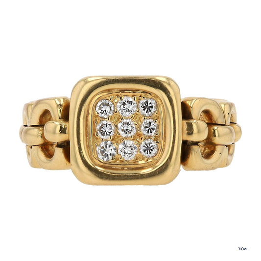 Van Cleef & Arpels Diamond Link Ring — 0.50ct, 18k Yellow Gold — Authentic Pre-Owned