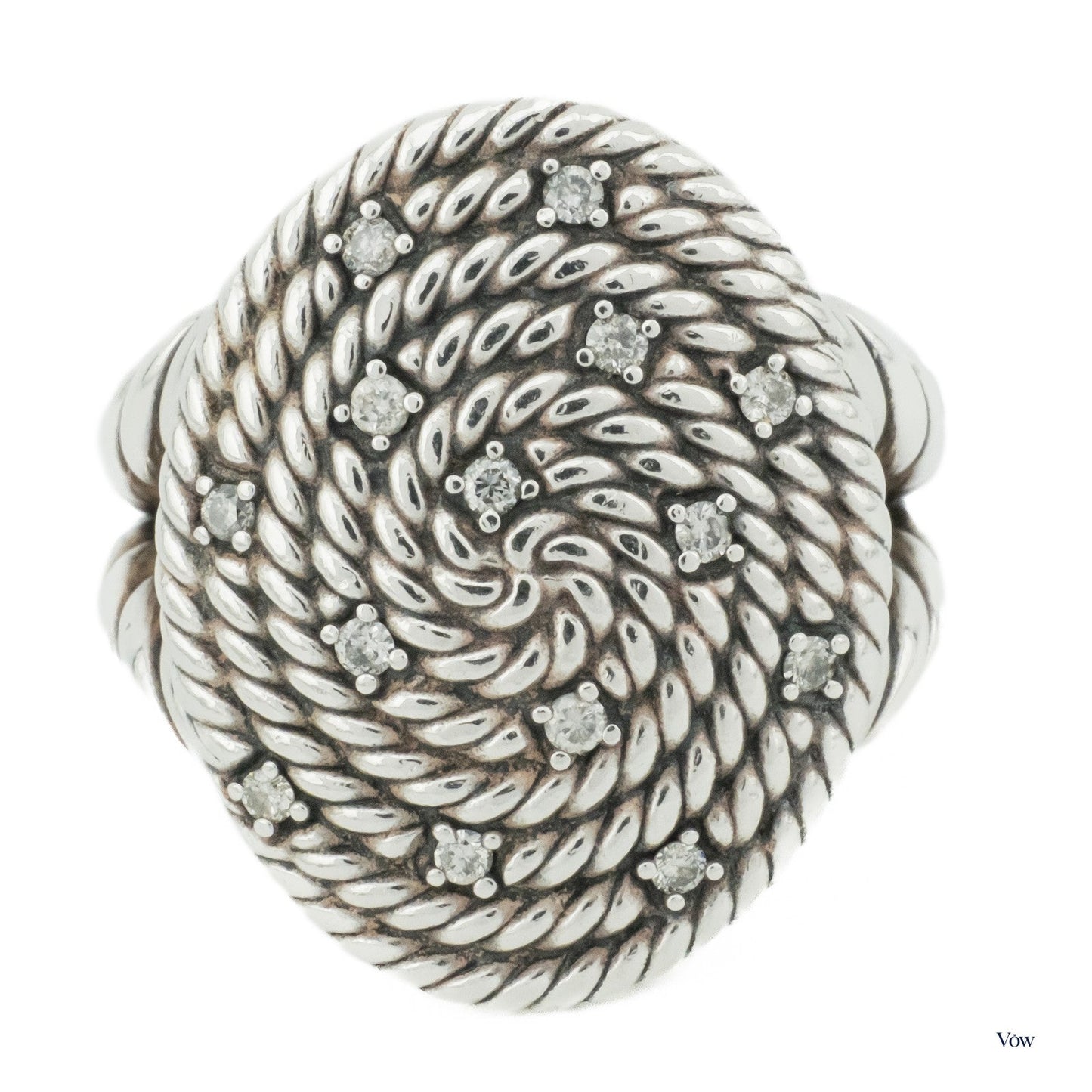 David Yurman Diamond Ring — 0.14ct Round, Sterling Silver — Authentic Pre-Owned