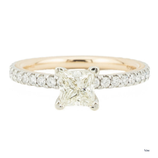 Verragio 0.70ct Princess Diamond Ring — Two-Tone Gold — Authentic Pre-Owned