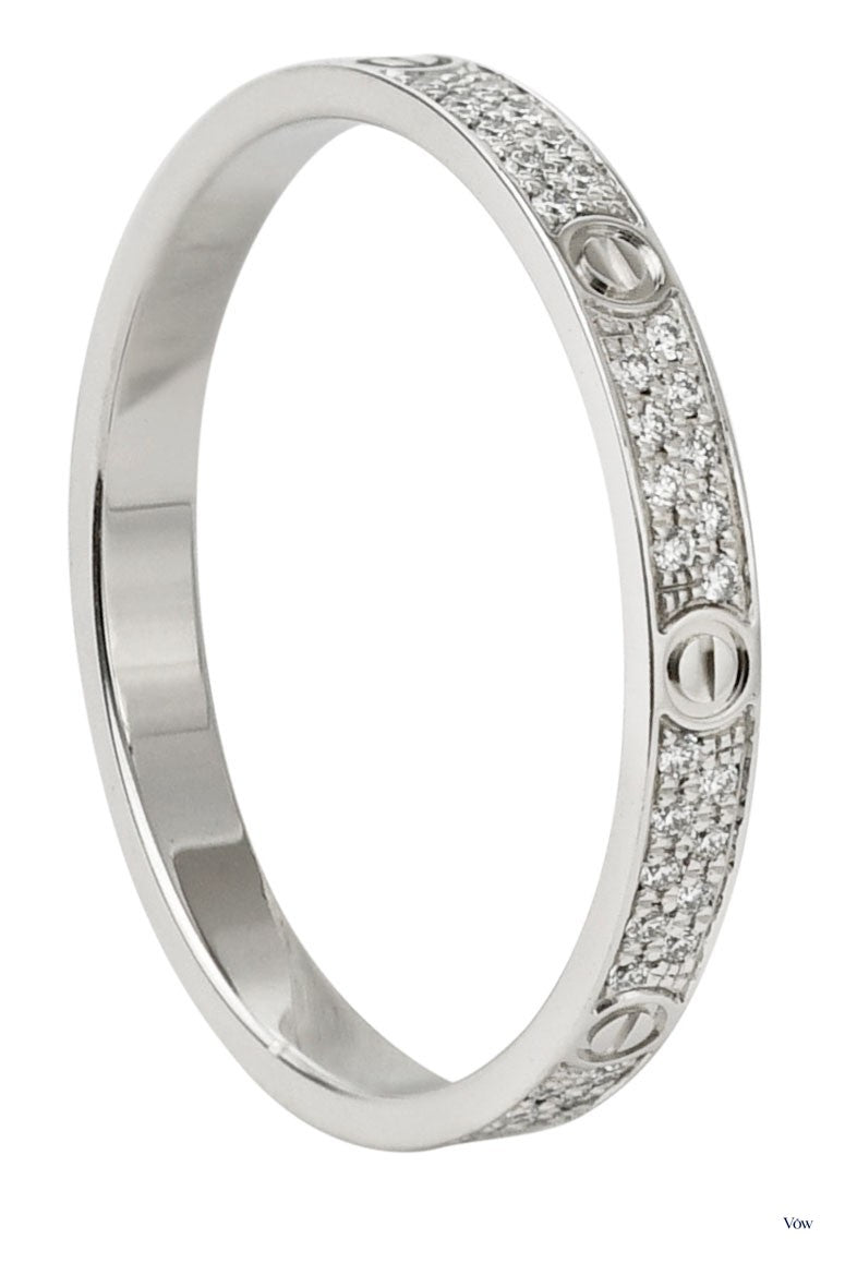 Cartier Love Ring — 0.19ct Pave Diamonds, 18k White Gold — Authentic Pre-Owned