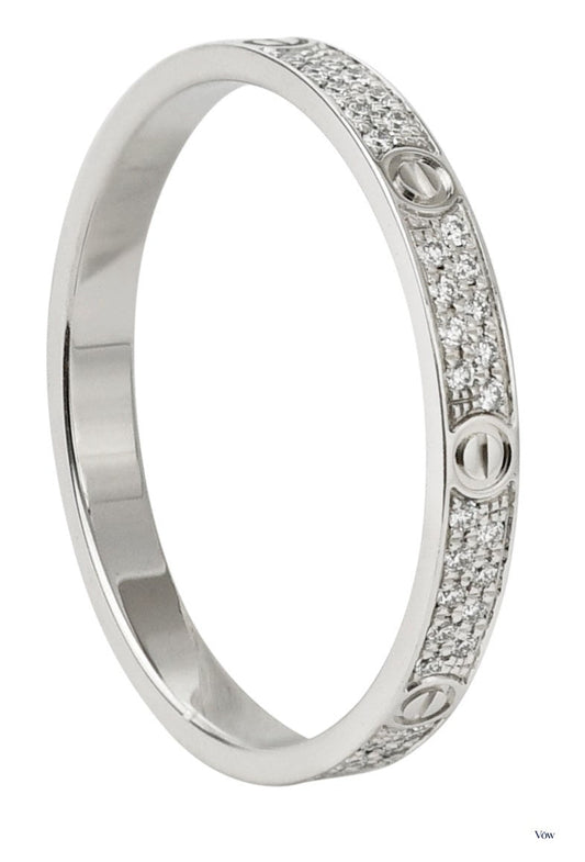 Cartier Love Ring — 0.19ct Pave Diamonds, 18k White Gold — Authentic Pre-Owned