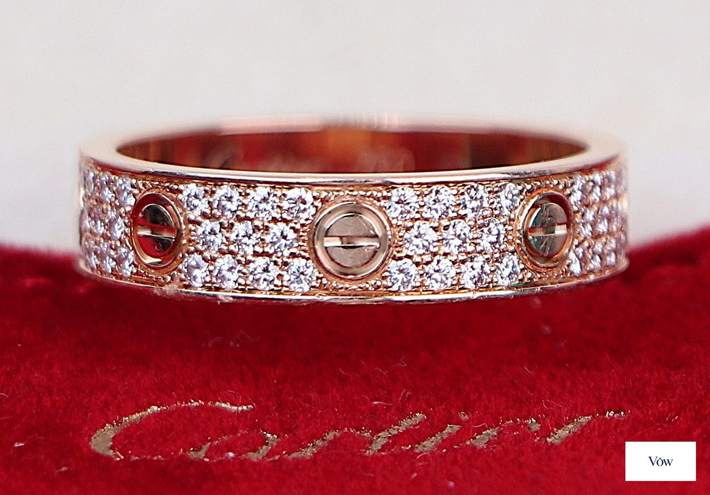 Cartier Love Ring — 0.31ct Round Pavé, 18K Rose Gold — Authentic Pre-Owned