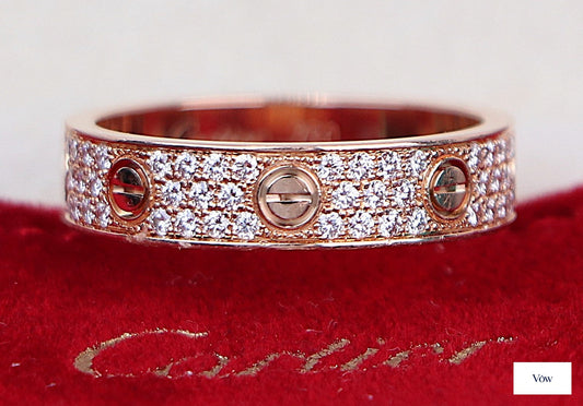 Cartier Love Ring — 0.31ct Round Pavé, 18K Rose Gold — Authentic Pre-Owned