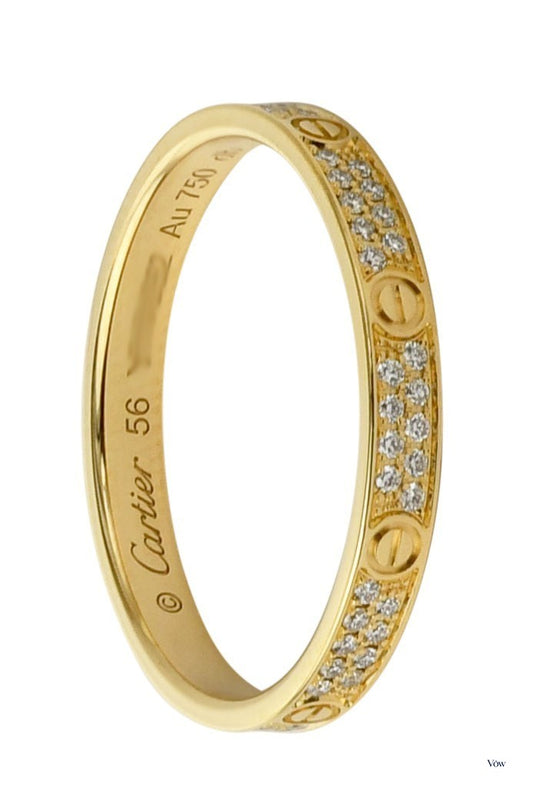 Cartier Love Ring — 0.19ct Pave Diamonds, 18k Yellow Gold — Authentic Pre-Owned