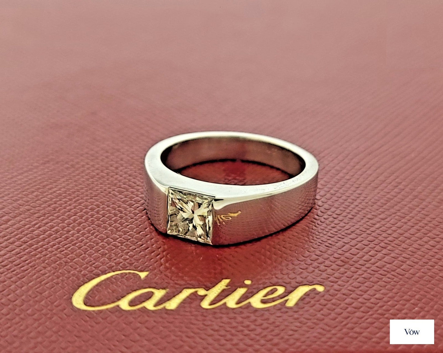 Cartier Tank Ring — 1.05ct Princess Cut Diamond, 18K White Gold — Authentic Pre-Owned