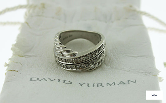David Yurman Crossover Diamond Ring — Sterling Silver, Size 6.25 — Authentic Pre-Owned