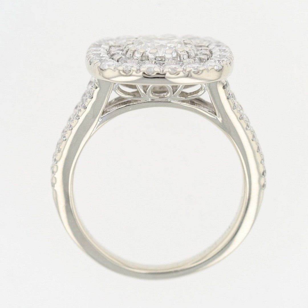 1.01ct Cushion Diamond Halo Engagement Ring — GIA Certified, 14k White Gold