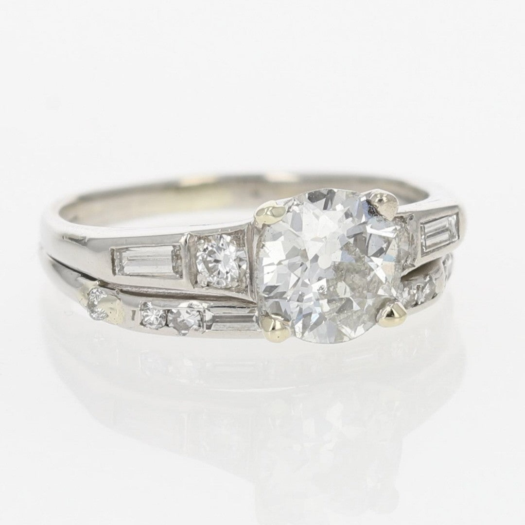 1.04ct Old European Brilliant Diamond Solitaire with Accents Ring — GIA Certified, Platinum