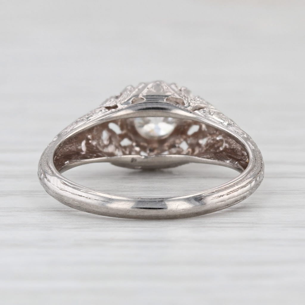 0.47ct Circular Brilliant Art Deco Solitaire Ring — GIA Certified, 18k White Gold