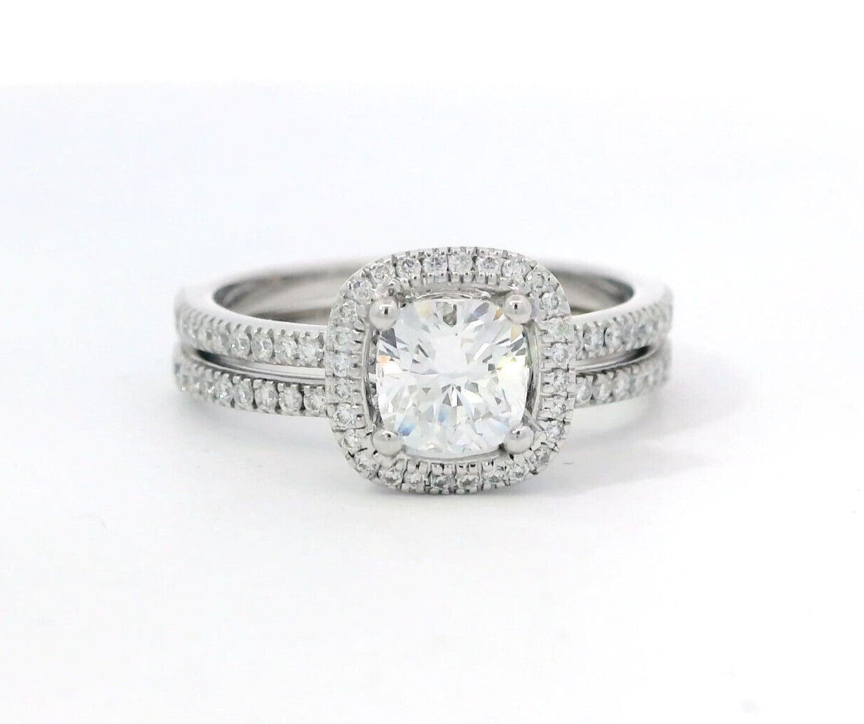 0.81ct Cushion Modified Brilliant Diamond Halo Engagement Ring — GIA Certified, 18k White Gold