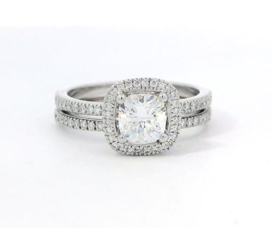 0.81ct Cushion Modified Brilliant Diamond Halo Engagement Ring — GIA Certified, 18k White Gold