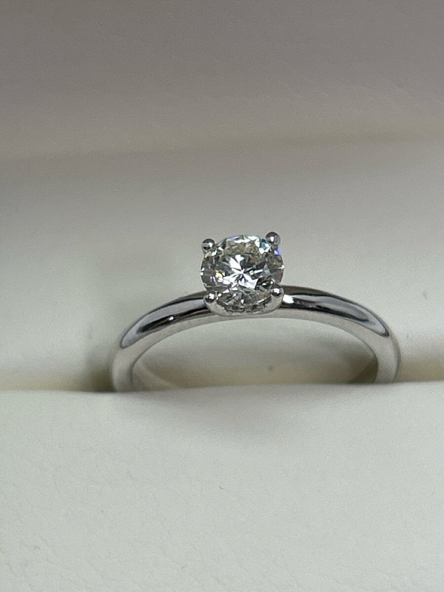 0.50ct Round Brilliant Diamond Solitaire Ring — GIA Certified, 14k White Gold