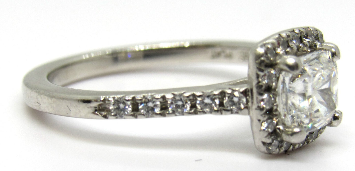 0.72ct Cushion Modified Brilliant Diamond Halo Engagement Ring — GIA Certified, Platinum