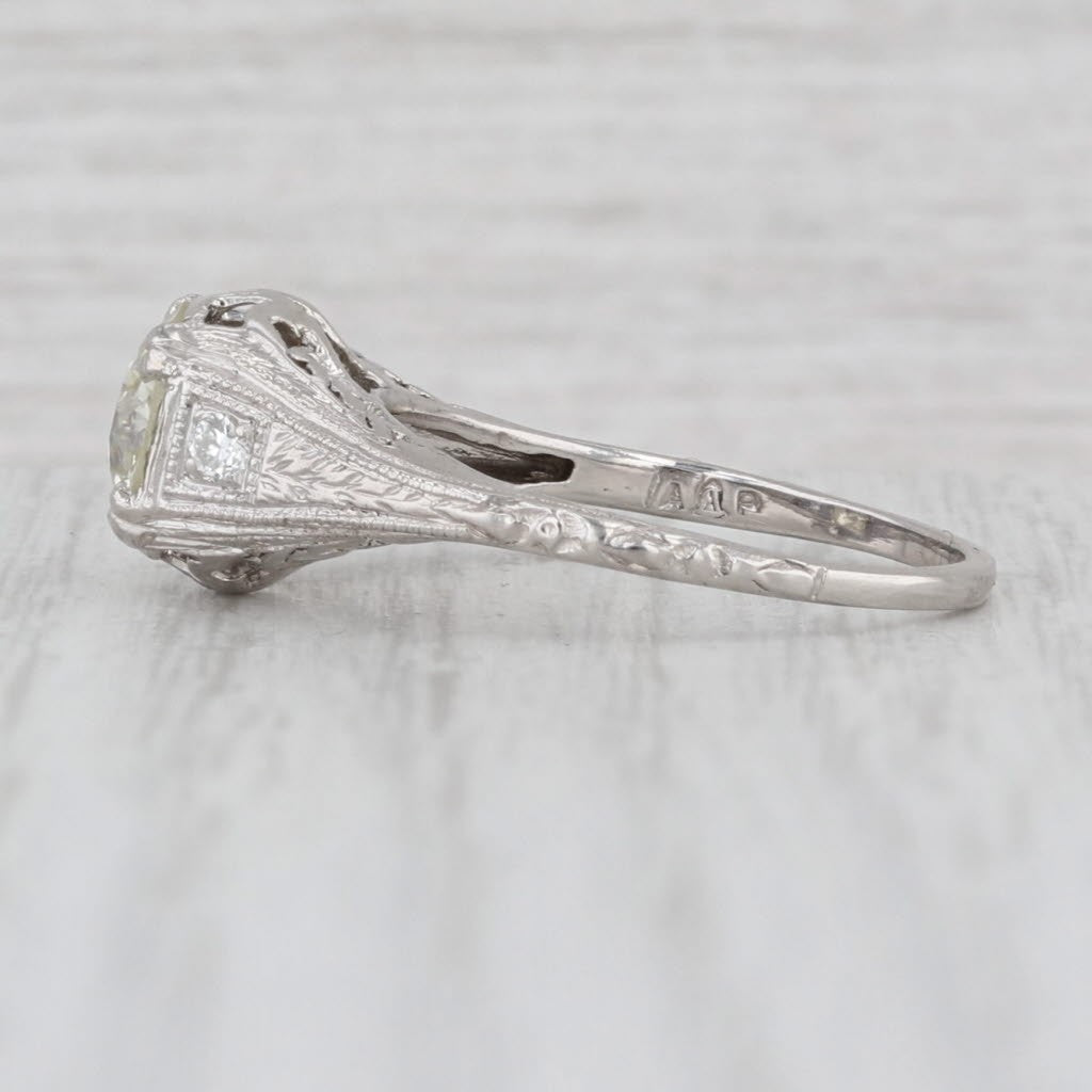 1.22ct Old European Brilliant Diamond Engagement Ring — GIA Certified, 18k White Gold & Platinum