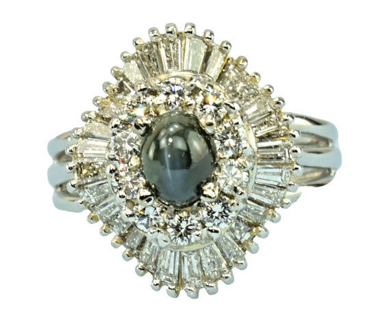 1.03ct Oval Alexandrite Cat's Eye Vintage Ring — GIA Certified, 18k White Gold