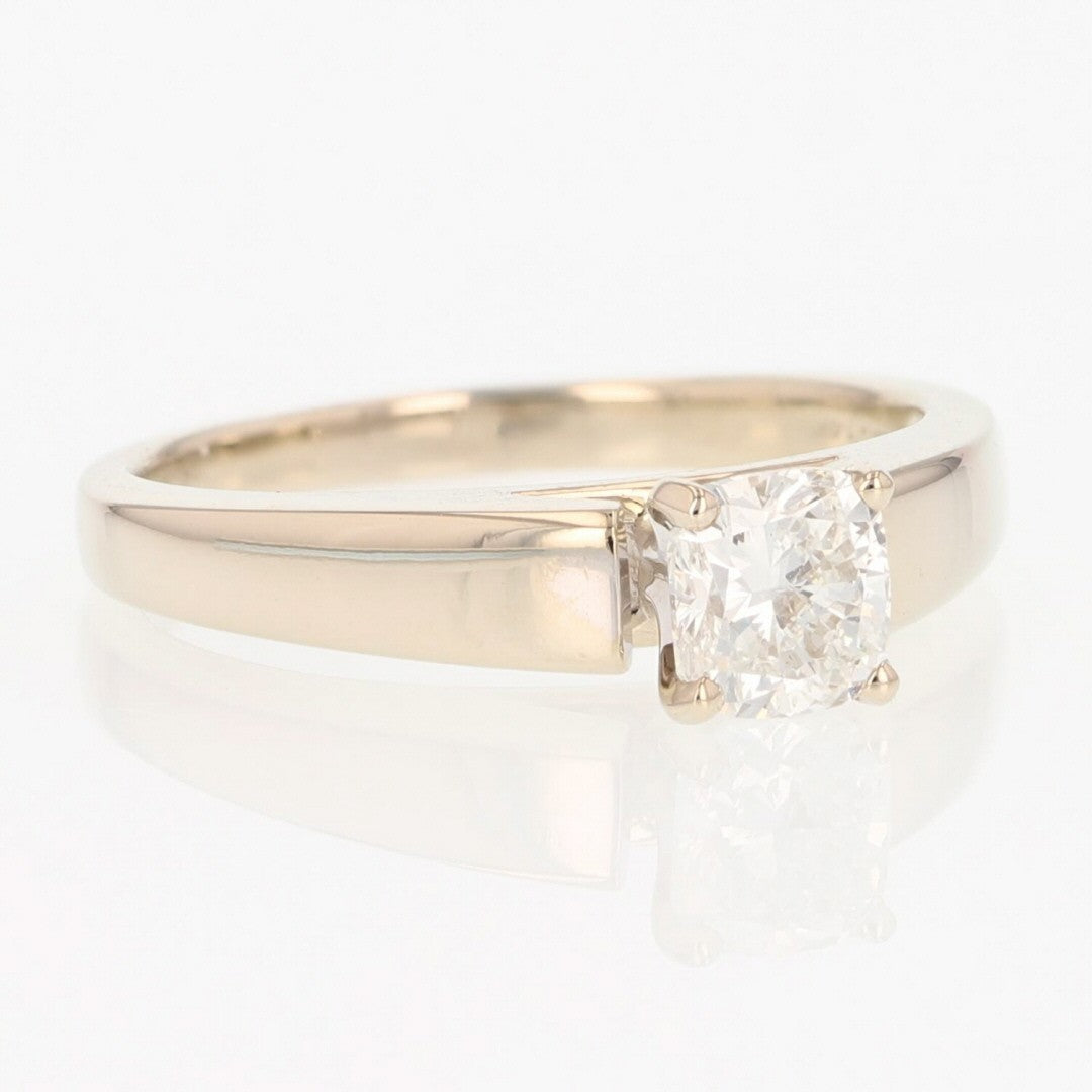 0.97ct Cushion Diamond Solitaire Engagement Ring — GIA Certified, 14k White Gold