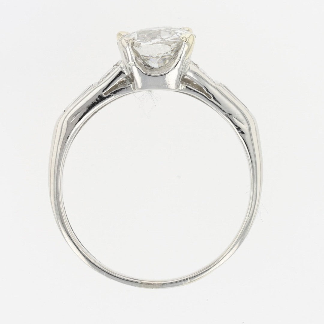 1.04ct Old European Brilliant Diamond Solitaire with Accents Ring — GIA Certified, Platinum