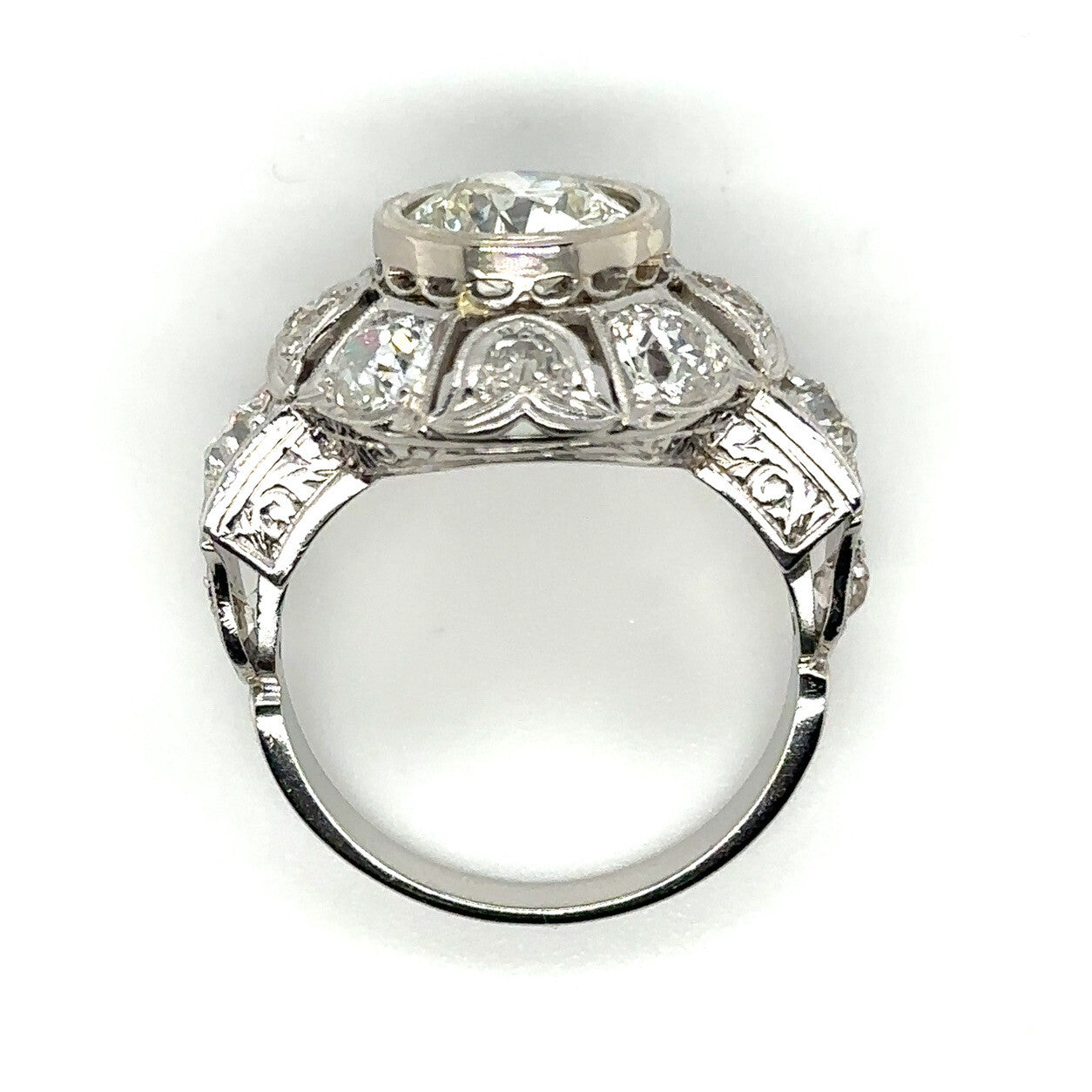 1.74ct Old European Brilliant Diamond Art Deco Ring — GIA Certified, Platinum