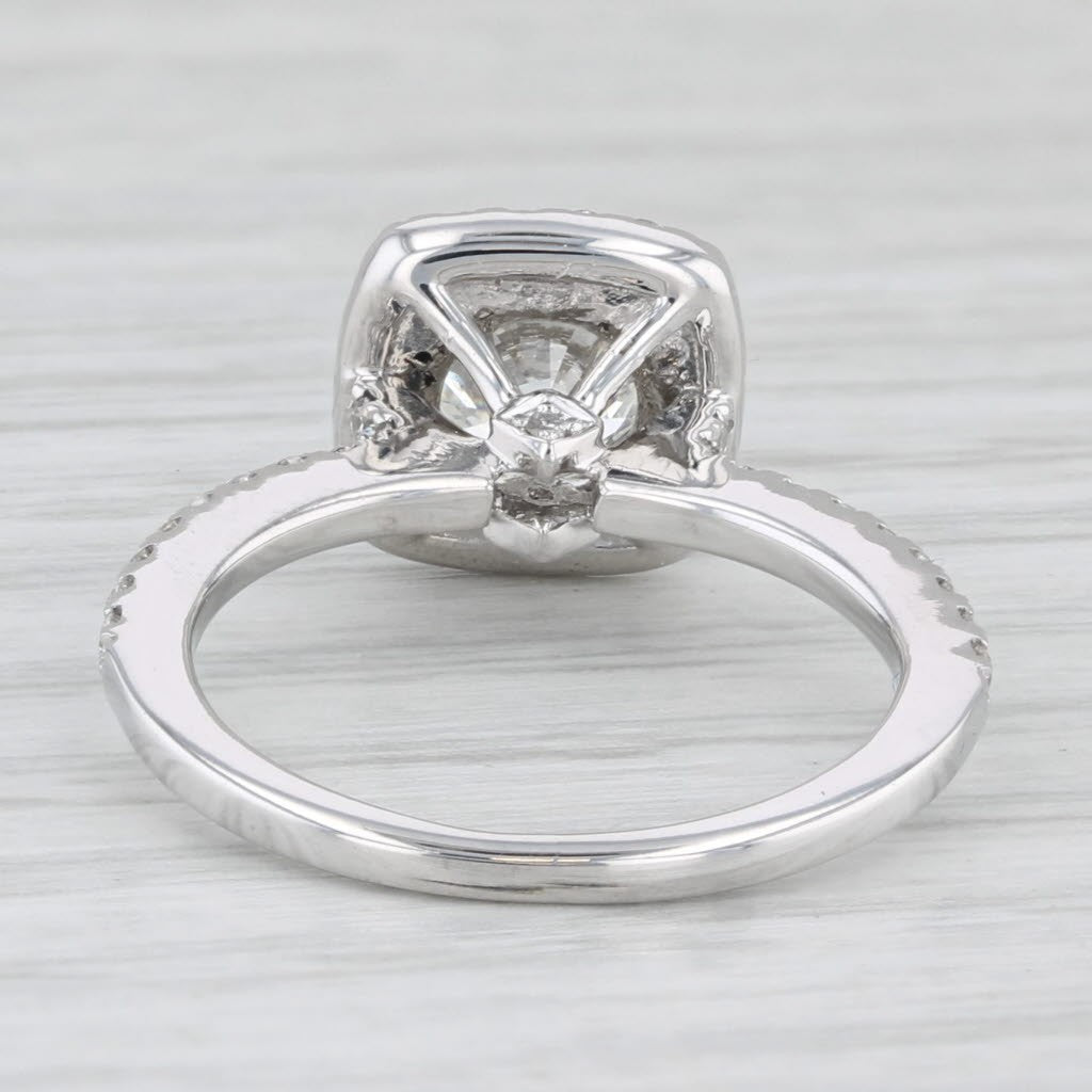 0.90ct Round Brilliant Halo Engagement Ring — GIA Certified, 14k White Gold