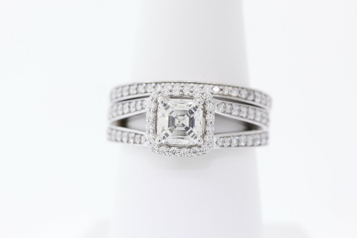 0.90ct Square Emerald Cut Diamond Bridal Set — GIA Certified, 14k White Gold