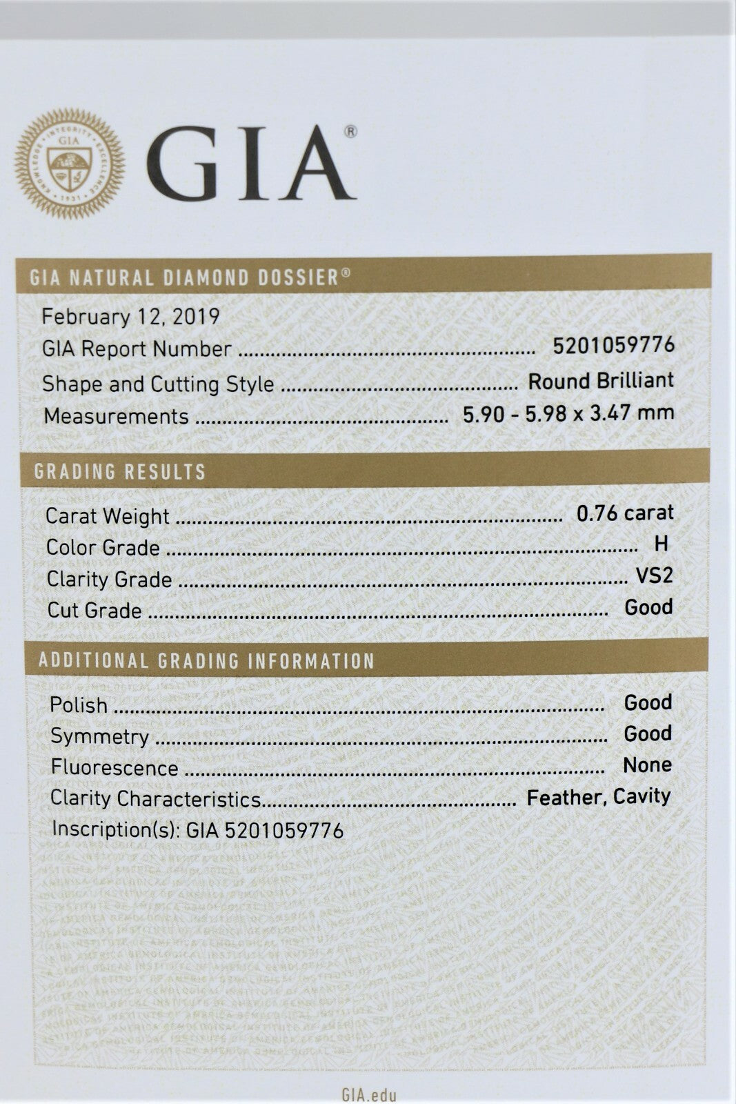 0.76ct Round Brilliant Diamond Three Stone Ring — GIA Certified, Platinum