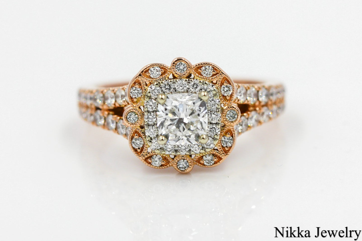 0.71ct Cushion Modified Brilliant Diamond Engagement Ring — GIA Certified, 14k Rose Gold