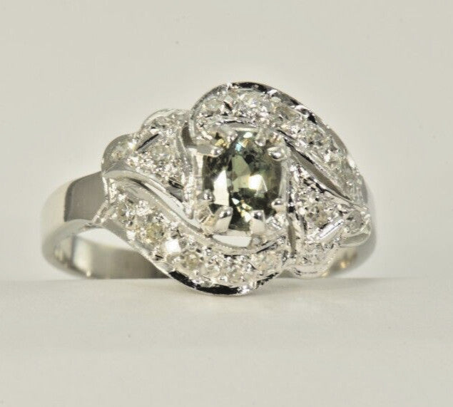 0.76ct Oval Alexandrite Vintage Ring — GIA Certified, 10k White Gold