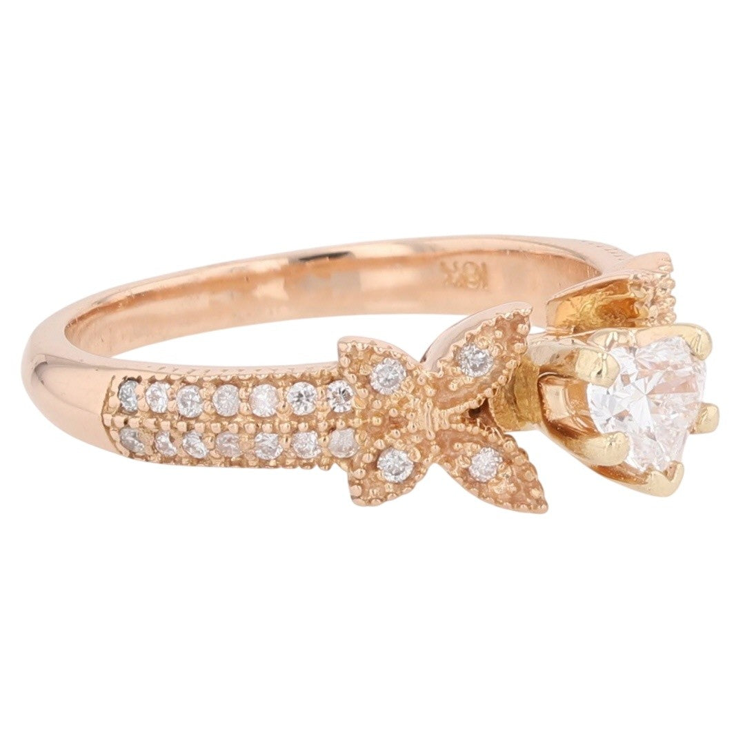 0.32ct Heart Brilliant Diamond Engagement Ring — GIA Certified, 18k Rose Gold